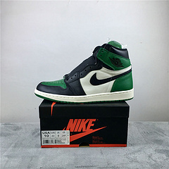 乔1黑绿脚趾裸鞋版本4146AirJordan1PineGreen货号555088302
