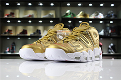 耐克NIKE真标公司货NikeSupremexNikeAirMoreUptempo男鞋耐克Supreme联名皮蓬货号902290700耐克联名SUP土豪金4047