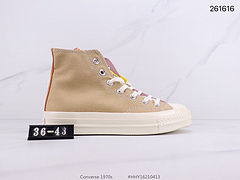 80Converse匡威1970s高帮帆布鞋双围条硫化底阴阳鞋帆布材质真标带半码Size3643码FHY16210413